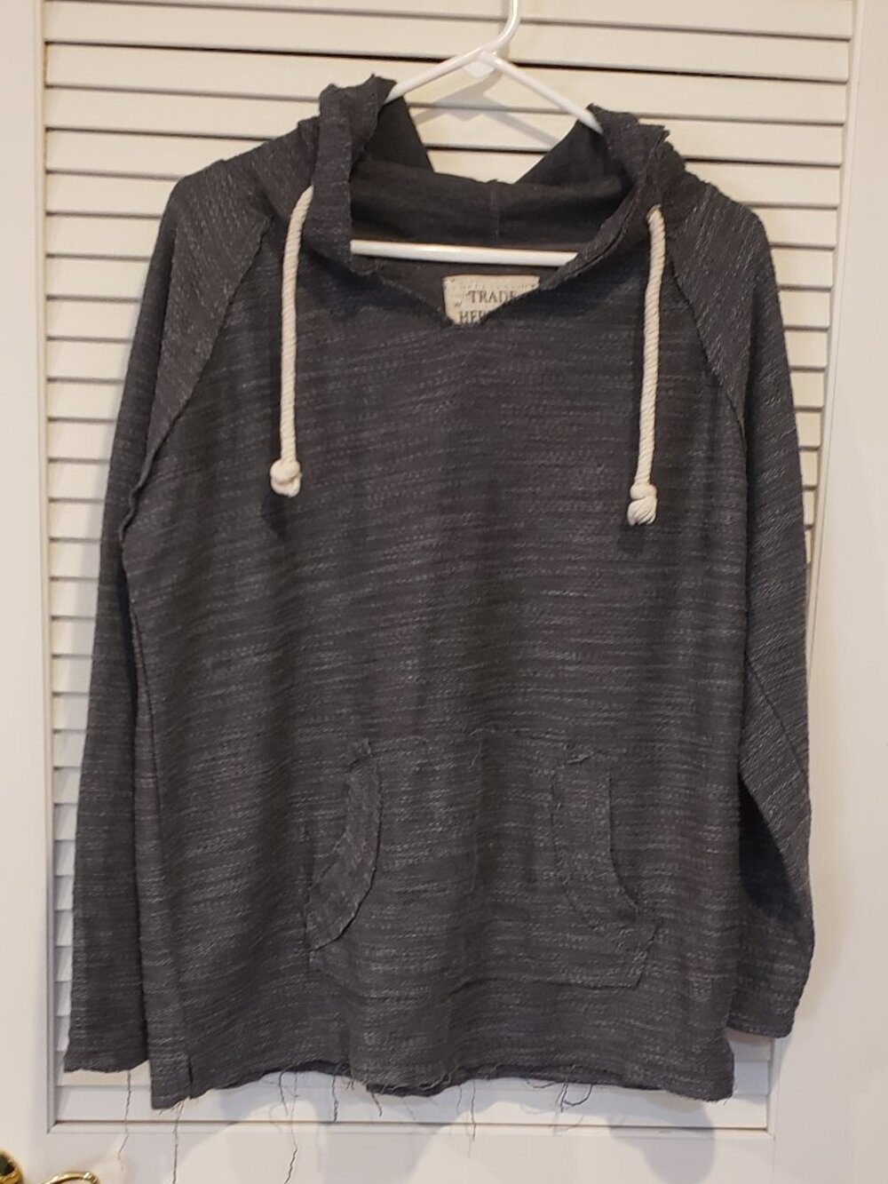 Trade Heritage light weight hoodie with kangaroo pocket with raw edge seams